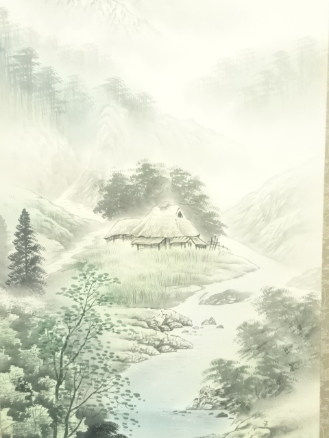 掛軸 凌雲『蒼山橋影 山水図』中国画 絹本 肉筆 掛け軸 w061320 掛軸 凌雲『蒼山橋影 山水図』中国画 絹本 肉筆 掛け軸 w061320